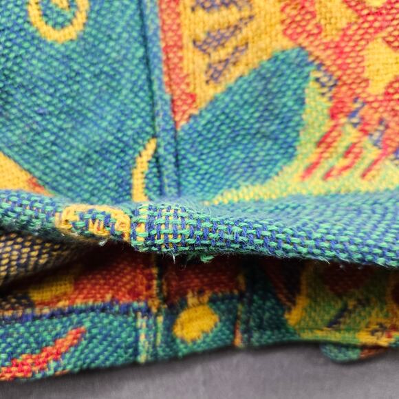 Vintage Aquarium Tapestry Jacket Top Chunky Closed Knit Fish Size M Crop Art - Picture 8 of 8